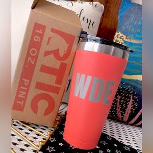 RTIC Auburn “WDE” Insulated Pint Tailgate Tumbler  ✨ Neon Coral 16oz